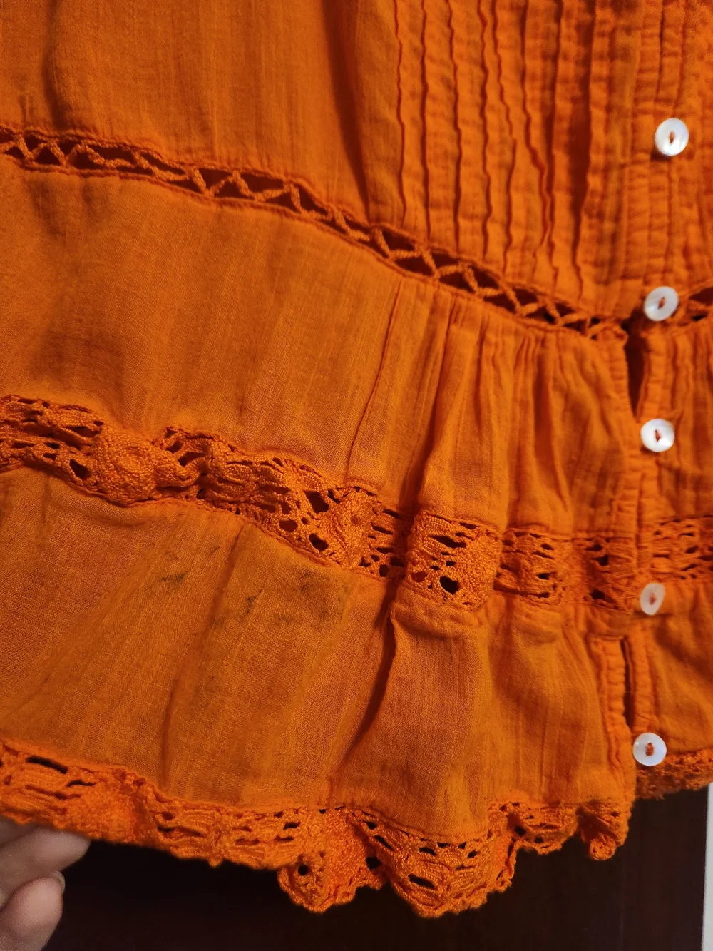 Free People Firecracker Orange Crush Lace-Trim Peplum Tank Medium